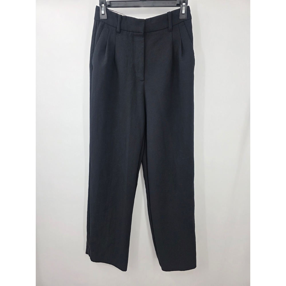 Wilfred Aritzia Black Pleated High Waisted Straight Leg Trousers Pants Size 4